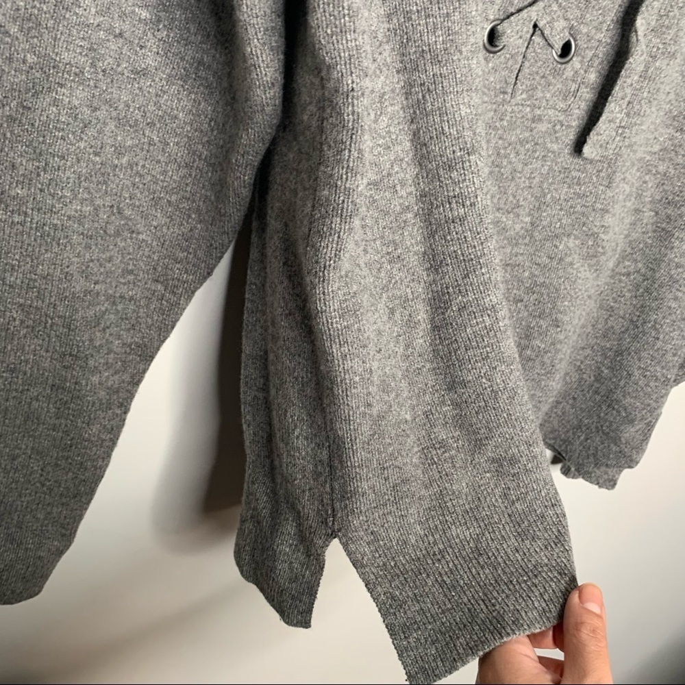 Madewell Gray Merino Wool Lace Up Pullover Sweater Women's Size Medium - Picture 7 of 8